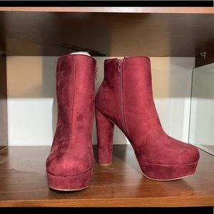 Burgundy Red Platform Boots